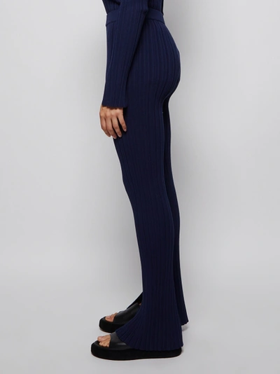 Shop Adam Lippes Crepe Knit Flare Pant Navy