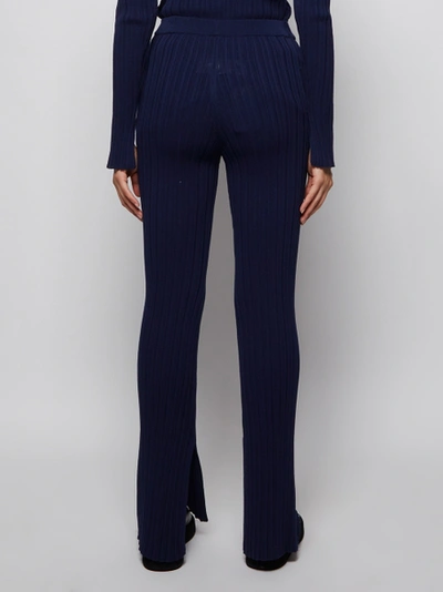 Shop Adam Lippes Crepe Knit Flare Pant Navy