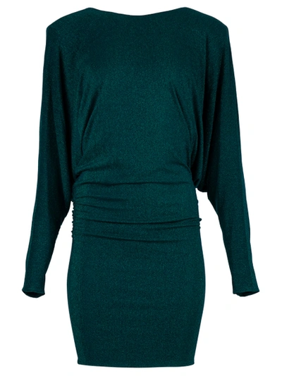 Shop Alexandre Vauthier Draped Lurex Mini Dress In Green