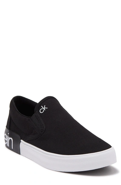 Calvin Klein Men's Ryor Casual Slip-on Sneakers Shoes In Black 10oz Canvas Vf