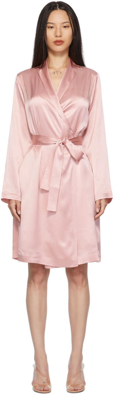 Shop La Perla Pink Silk Short Robe In G195 Pink Powder