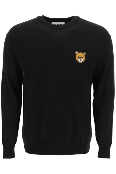 Shop Moschino Teddy Bear Intarsia Sweater In Black (black)