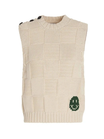 Shop Ganni Smiley Vest In Beige