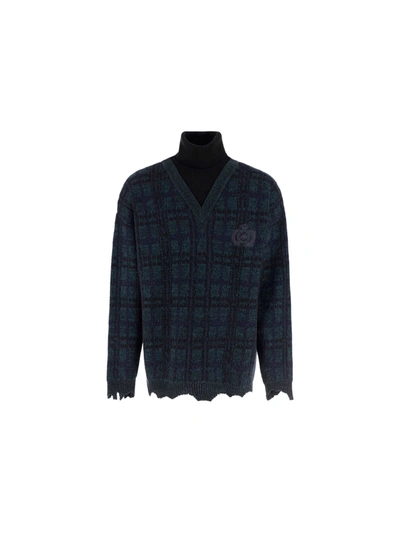 Shop Balenciaga Turtleneck Sweater In Green/navy/black