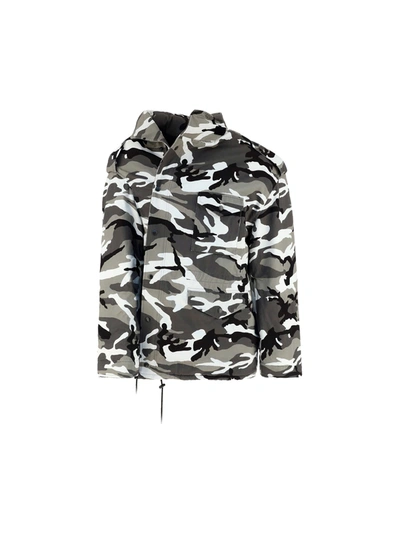 Shop Balenciaga Parka Coat In Grey