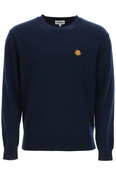 Shop Kenzo Tiger Crest Sweater In Blue Black (blue)