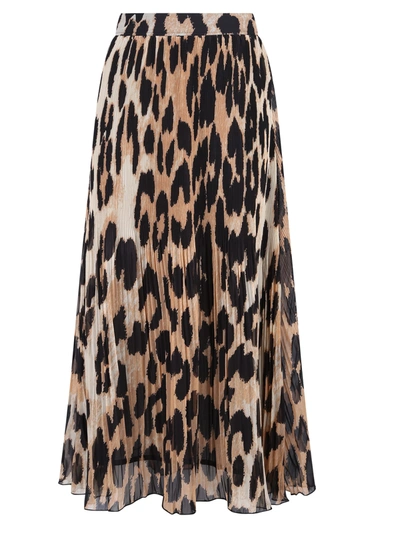 Shop Ganni Leopard Print Skirt In Multi