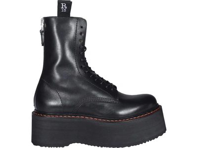 R13 Platform Leather Ankle Boots In Black