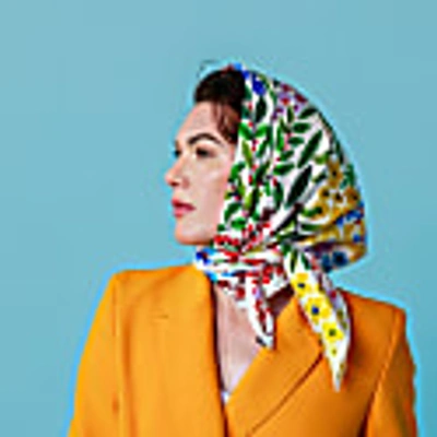 Jessie Zhao New York Silk Scarf Of Blooms In Silk