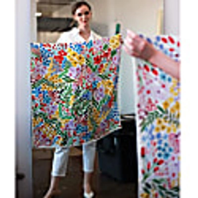 Jessie Zhao New York Silk Scarf Of Blooms In Silk