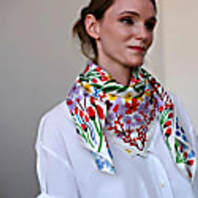 Jessie Zhao New York Silk Scarf Of Blooms In Silk