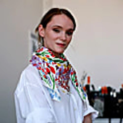 Jessie Zhao New York Silk Scarf Of Blooms In Silk