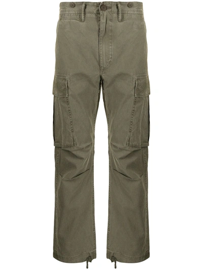 Shop Ralph Lauren Rrl Slim-cut Cargo Trousers In Grün