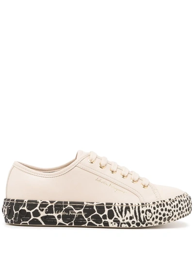 Ferragamo Gancini Printed-sole Sneakers In Nude