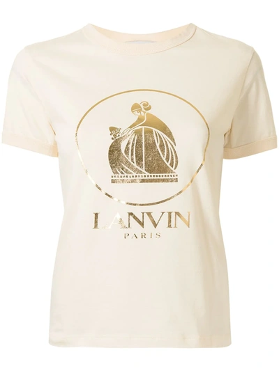 Shop Lanvin Logo-print Short-sleeved T-shirt In Nude