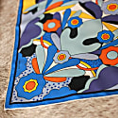 Jessie Zhao New York Silk Scarf Of Ocean Imagination In Ocean
