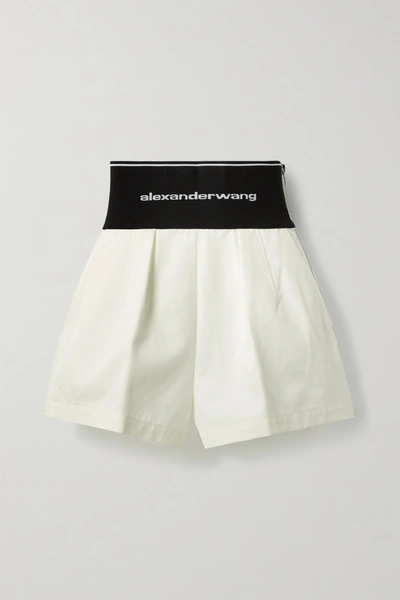 Shop Alexander Wang Safari Stretch-jacquard And Cotton-blend Twill Shorts In White