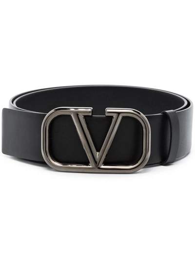 Shop Valentino Leather Vlogo Belt In Black