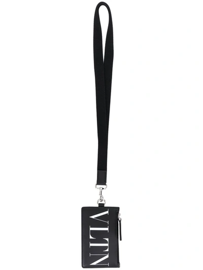 Shop Valentino Calf Leather Zip Cardholder In Black
