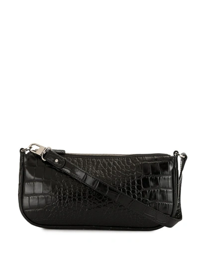 Shop By Far Rachel Croc-effect Shoulder Bag In Black