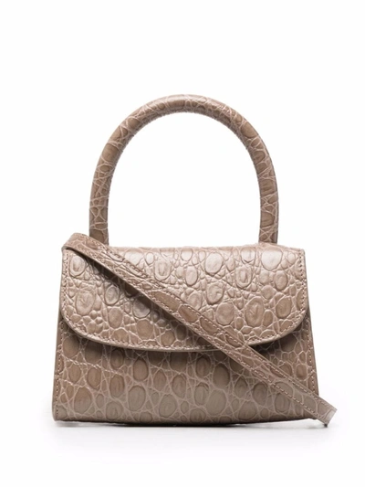 Shop By Far Deep Taupe Mini Tote Bag In Brown