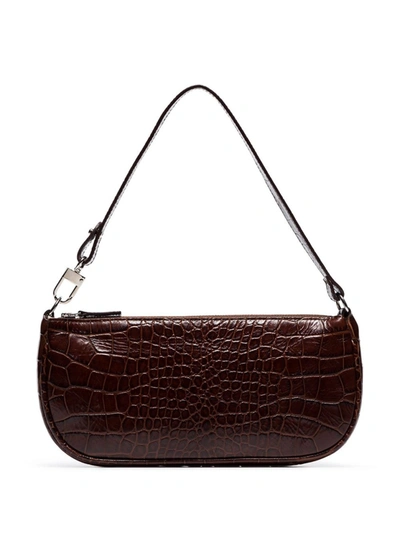 Shop By Far Crocodile-effect Shoulder Bag In Brown