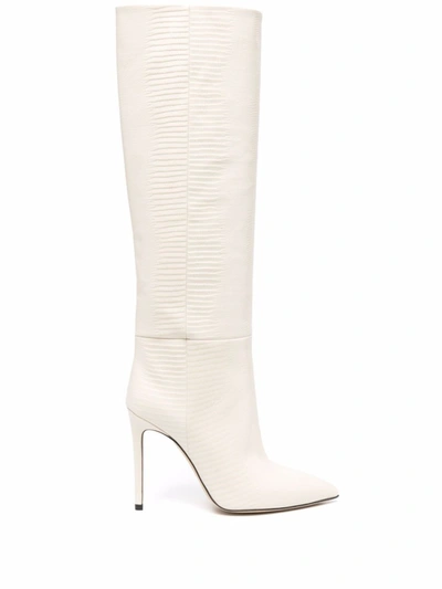 Shop Paris Texas Lizard Skin-effect Knee-high Boots In White