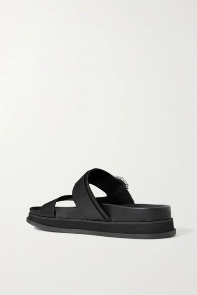 Shop Jimmy Choo Marga Crystal-embellished Leather Slides In Black