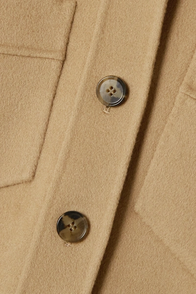 Shop Nanushka Perth Wool And Silk-blend Felt Shirt In Brown