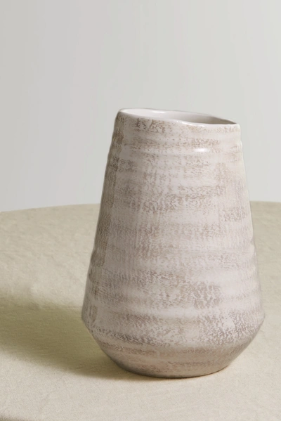 Shop Brunello Cucinelli Glazed Ceramic Vase In Off-white