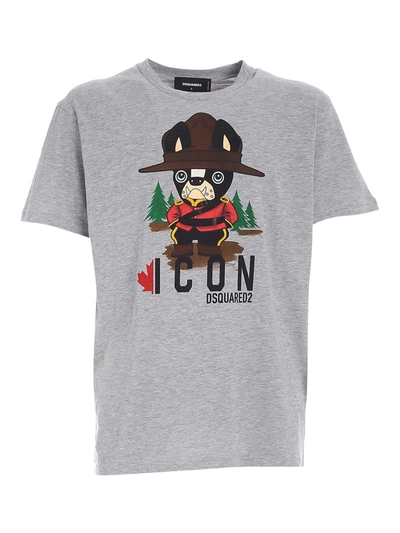 Shop Dsquared2 Icon Dog T-shirt In Grey