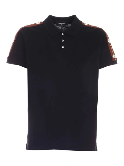 Shop Dsquared2 Leaf Tape Polo Shirt In Black