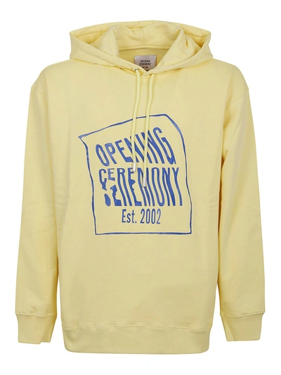 Shop Opening Ceremony Logo Print Hoodie In Yellow