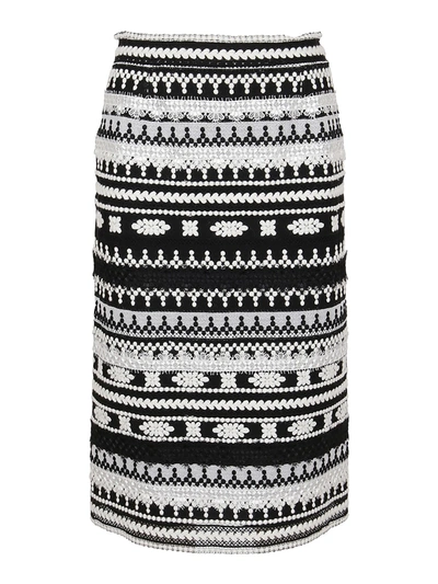Shop Ermanno Scervino Embroidered Longuette Skirt In Black