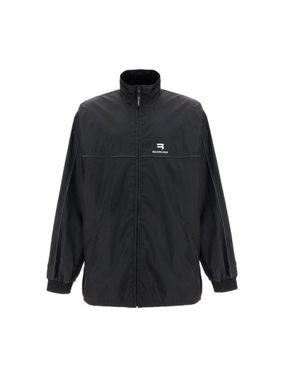 Shop Balenciaga Sporty B Tracksuit Jacket In Black