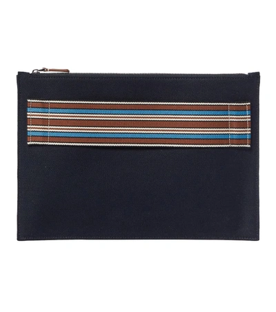 Shop Loro Piana The Suitcase Stripe Canvas Pouch In 棕色