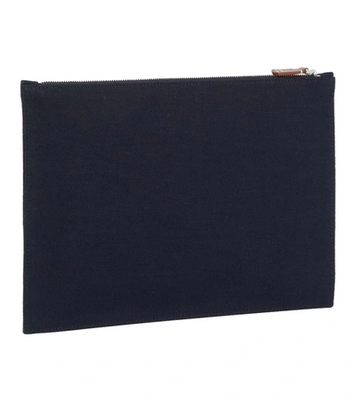Shop Loro Piana The Suitcase Stripe Canvas Pouch In 棕色