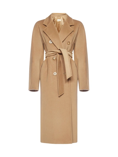 Shop Max Mara Madame Double Breasted Coat In Beige