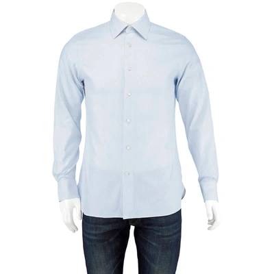 Shop Ermenegildo Zegna Light Blue Long-sleeve Cotton Twill Dress Shirt