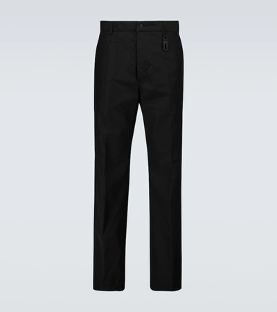 Shop Fendi Wide-leg Cotton-blend Pants In Black