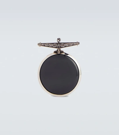 Shop Alexander Mcqueen Top Bar Brooch In Silver