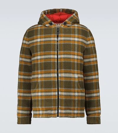 Shop Marni Checked Padded Jacket In Blue