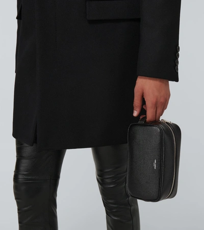 Shop Saint Laurent Leather Washbag In Black