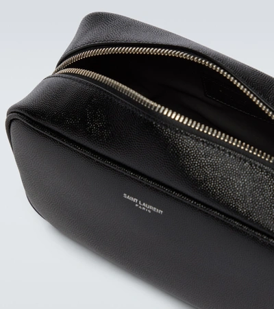 Shop Saint Laurent Leather Washbag In Black