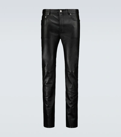 Shop Saint Laurent Skinny-fit Stretch Leather Pants In Black