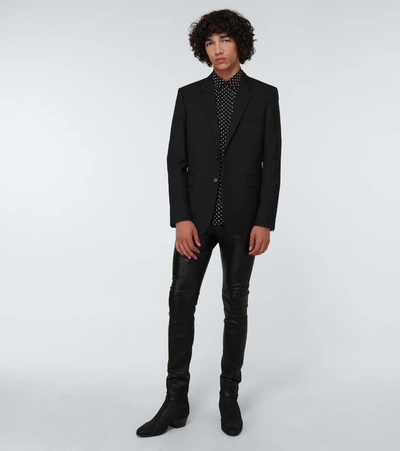 Shop Saint Laurent Skinny-fit Stretch Leather Pants In Black