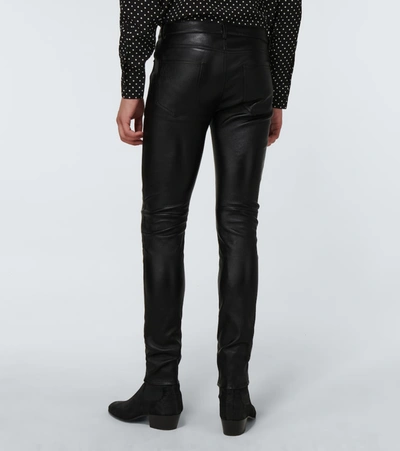 Shop Saint Laurent Skinny-fit Stretch Leather Pants In Black