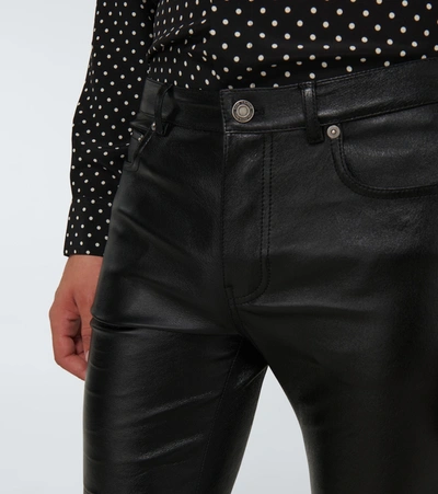 Shop Saint Laurent Skinny-fit Stretch Leather Pants In Black