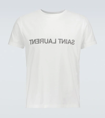 Shop Saint Laurent Reversed Logo Short-sleeved T-shirt In White