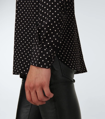 Shop Saint Laurent Yves-collar Polka-dot Silk Shirt In Black